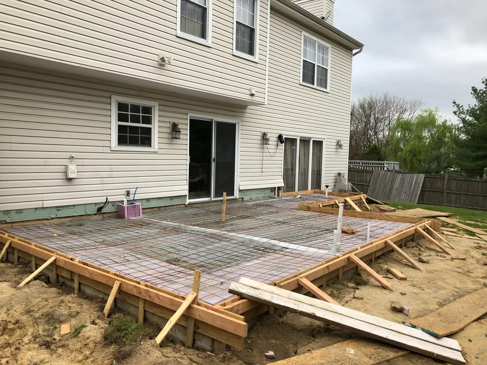 Patio concrete pad with rebar