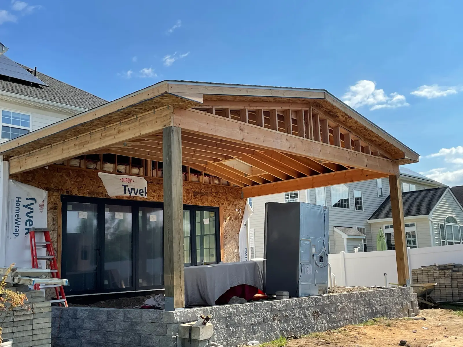 Covered patio framing